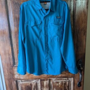 Eddie Bauer Men's Blue Button-Up Jacket